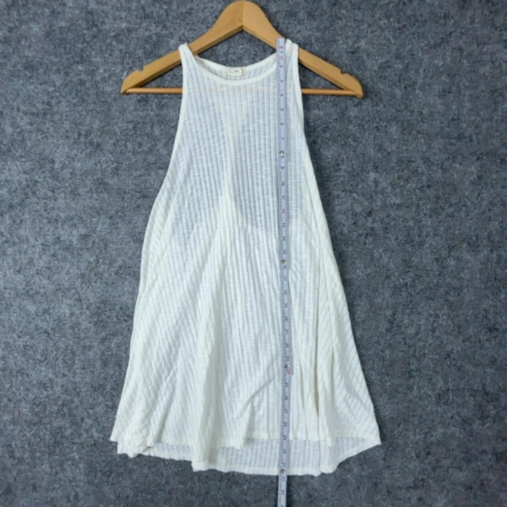 Billabong Dress Womens Medium Ivory Ribbed Coverup Swing Open Cross Back Mini - Picture 5 of 8